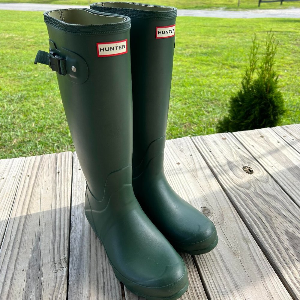 Hunter Original Matte Green Tall Rubber Rain Boots 10 NWOT